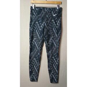 Nike Dri-FIT Leggings Geometric Print Athletic Running Pants Medium Black/Gray X